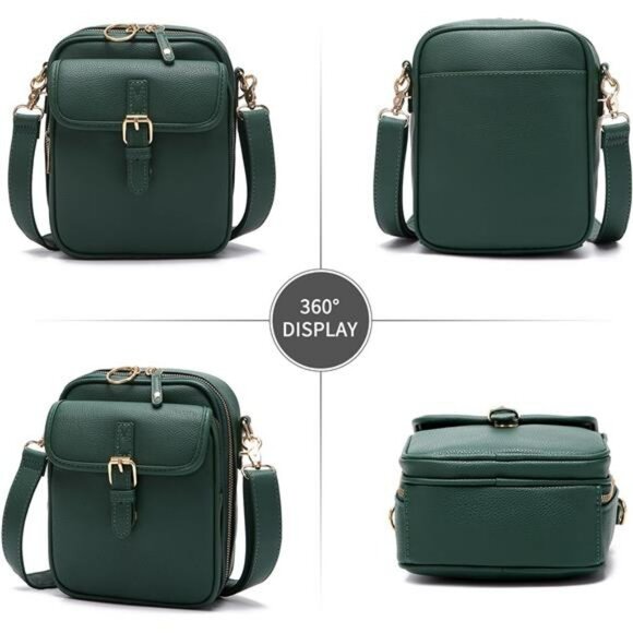 Vintage Crossbody Messenger Bag Small PU Leather Shoulder Bag with Card Slots - Picture 2 of 7